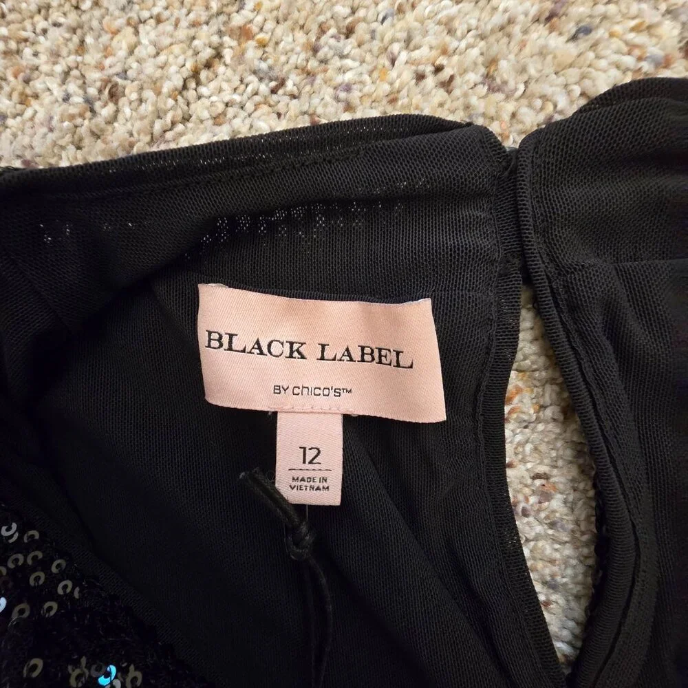 Chico's Black Label Sequin Shell Top - 12 - Black NWT - Picture 8 of 11